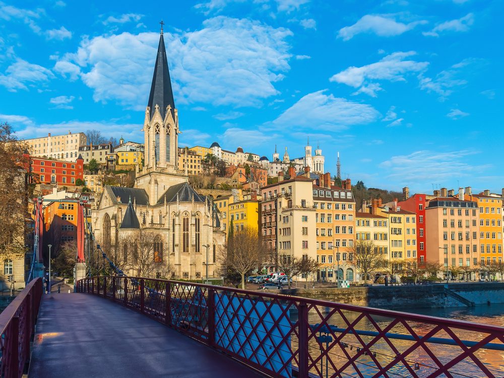 The Saône footbridge and old town of Lyon