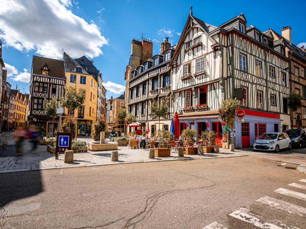 Half-timbered houses on a square in Rouen